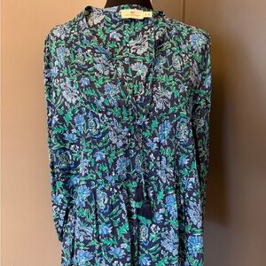 Vineyard Vines Blue and Green Floral Blouse